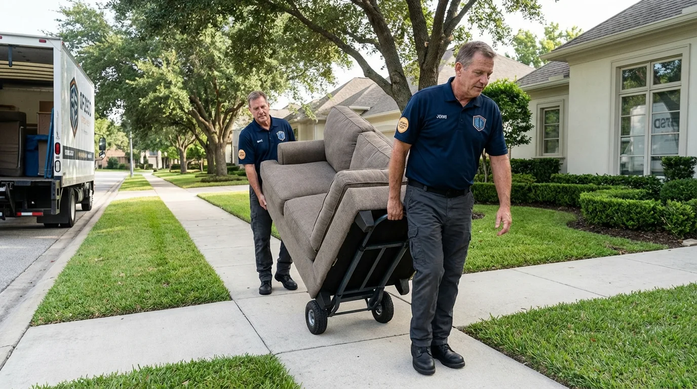 Local residential moving crew loading furniture in North Charleston, SC