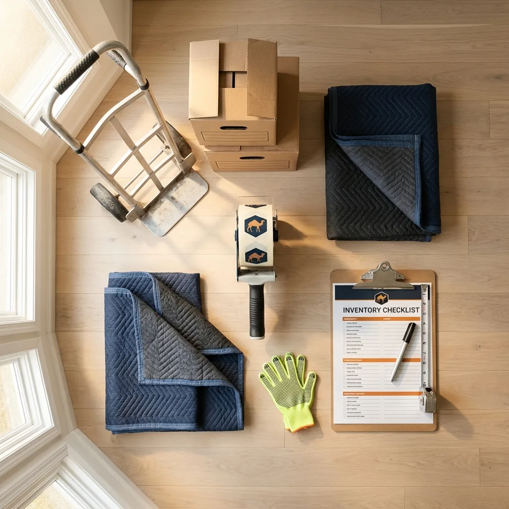 Professional moving supplies and packing materials layout for North Charleston residential relocations